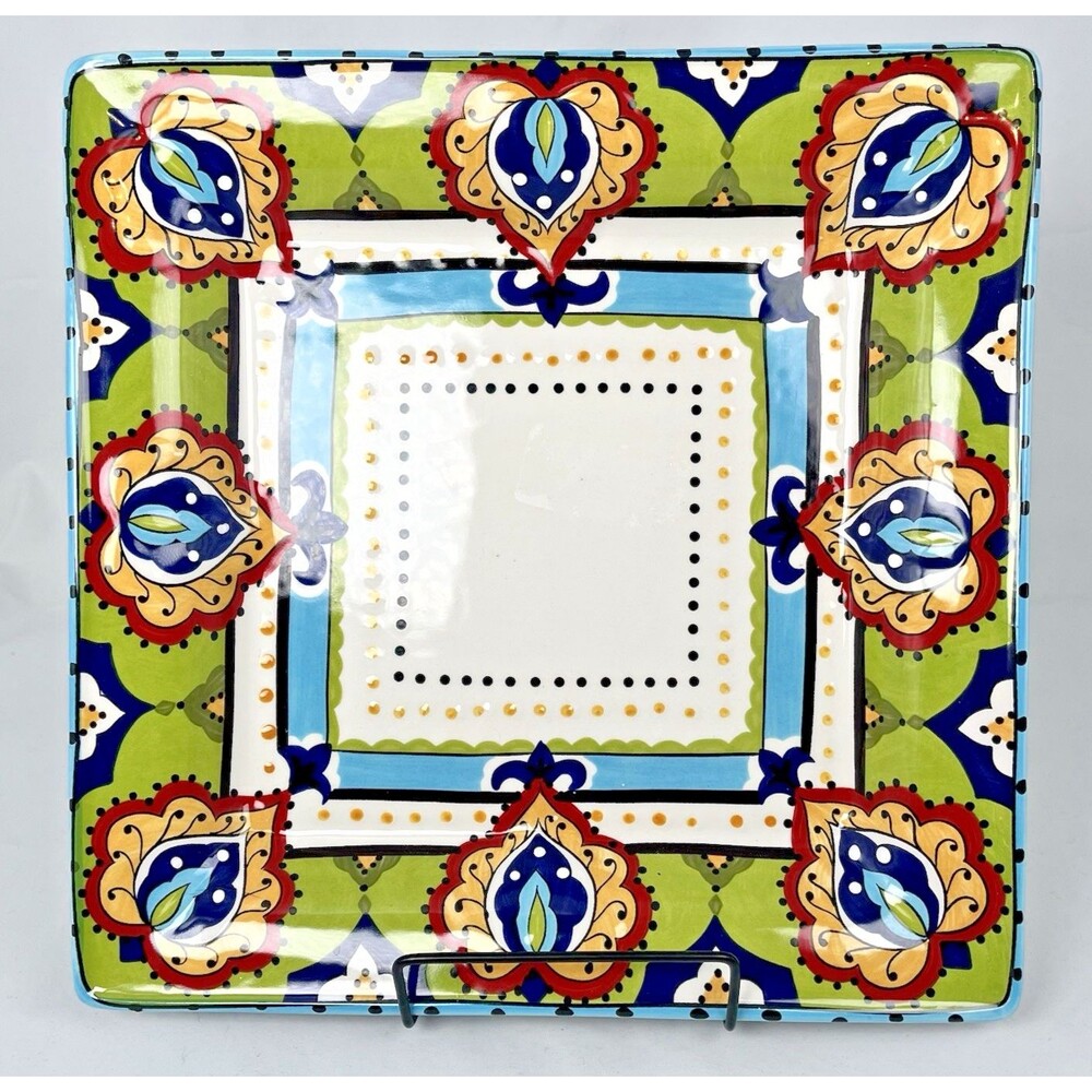 Espana Lifestyle Handcrafted Bocca 10 1/2" Dinner Plate Color Boho Colorful NWT